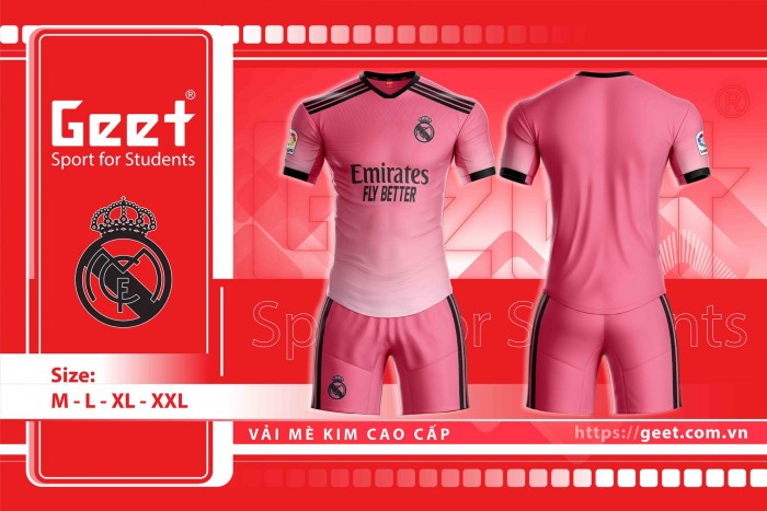 Bộ áo bóng đá Real Madrid hồng 2022 - 2023